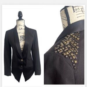 Nicole Richie‎ Y2K Black Women's Tuxedo Style Metal Studded Blazer